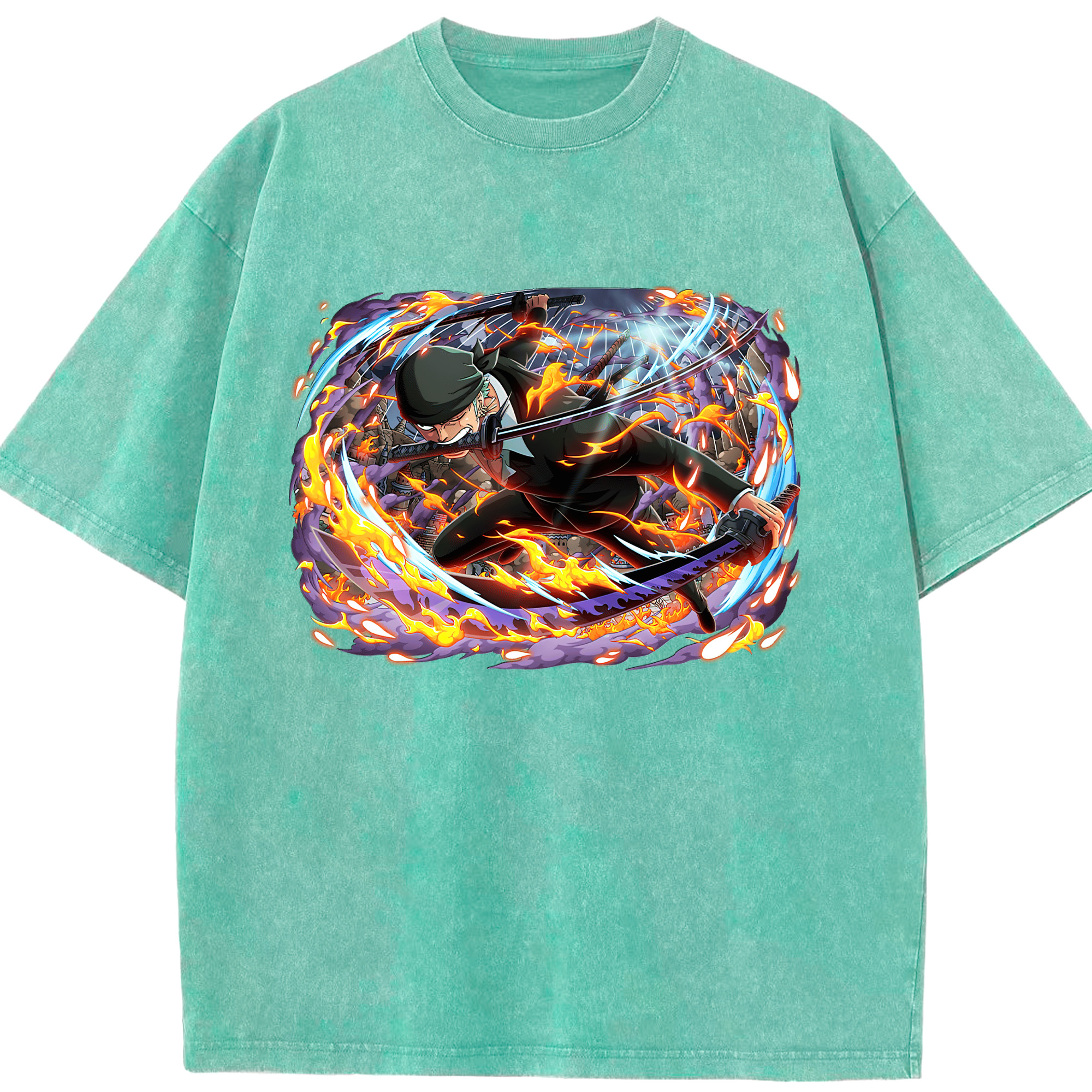 ワンピース ロロノア・ゾロ ONE PIECE Roronoa Zoro 綿100% ヴィンテージ風 半袖Tシャツ（フロントプリント）